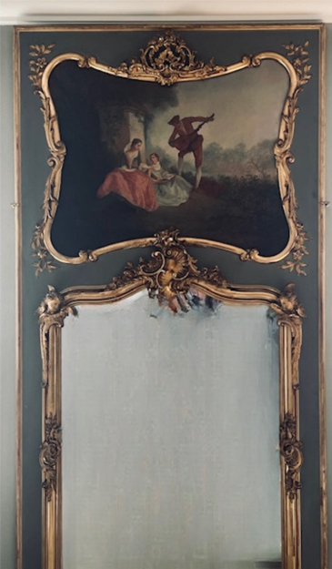 Grand Trumeau De Style Louis XV En Bois Laqué Et Doré